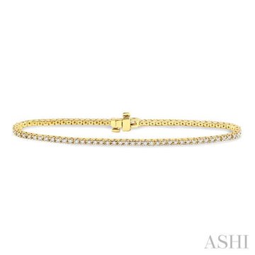 1 ctw Square Shape Round Cut Diamond Tennis Bracelet in 14K Yellow Gold